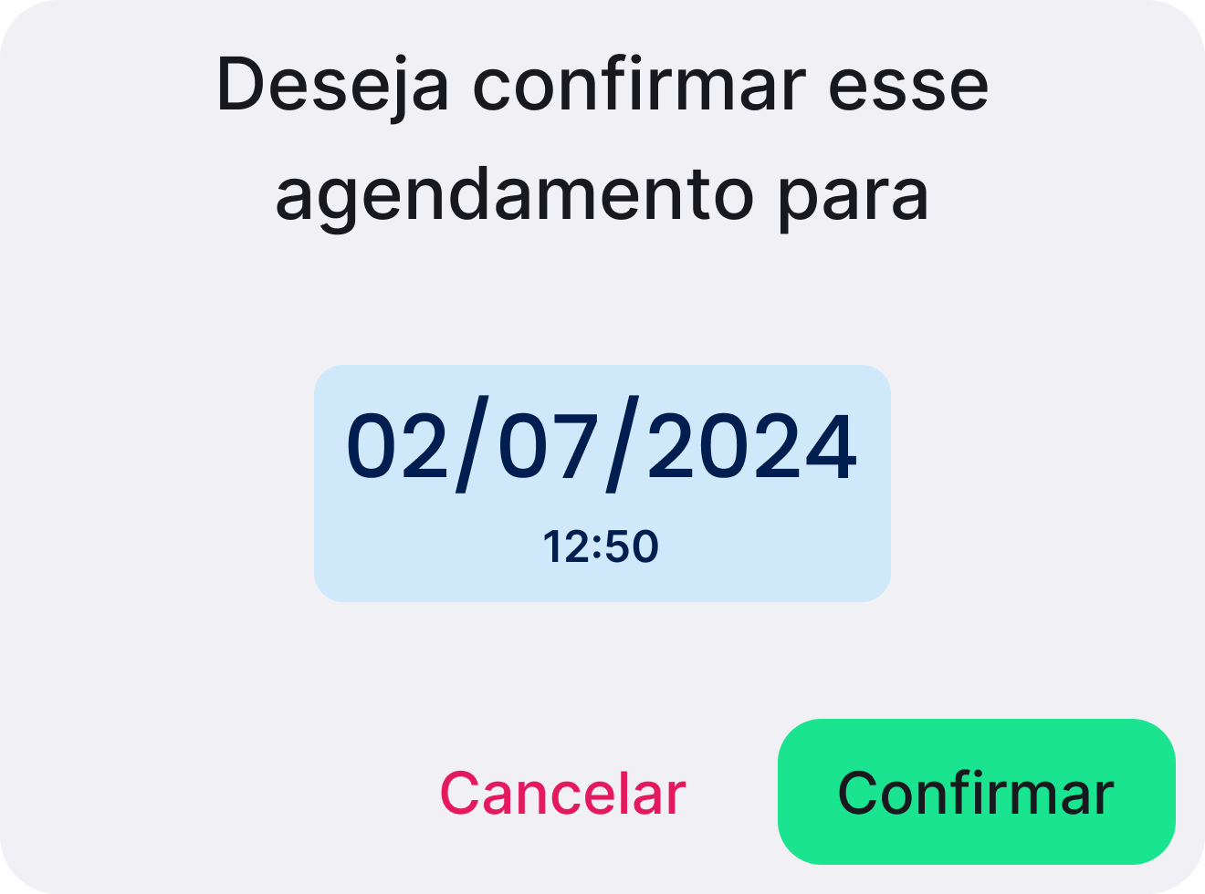 Imagem de um informativo de confirmação de agendamento dentro do Zip Saúde